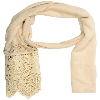 Half net diamond stole in cream color